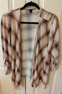 EUC! Blush Plaid Open-Front Cardigan – Size 1